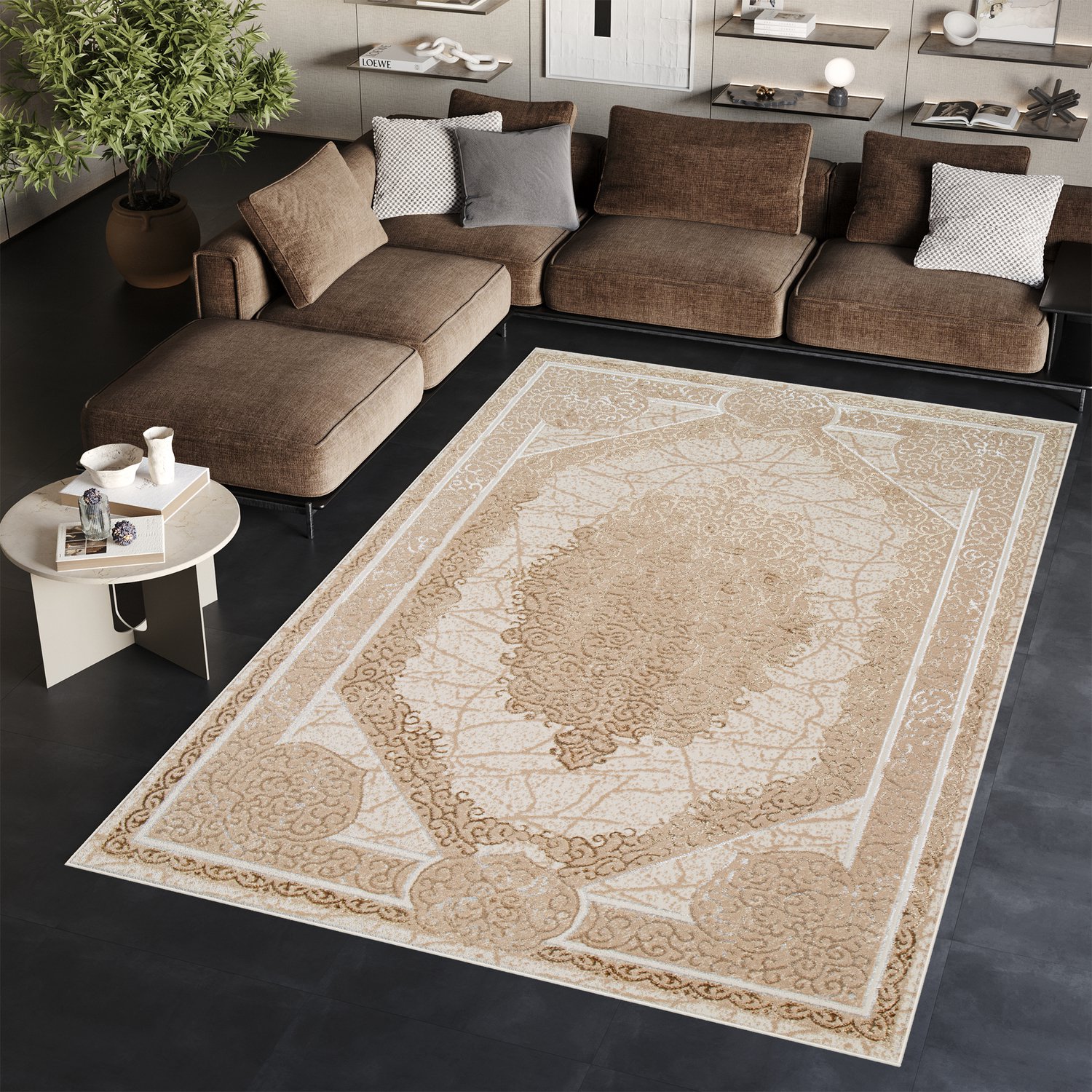 Tapiso Ares Vloerkleed Beige Laagpolig Woonkamer Oriental Tapijt Maat- 180x250