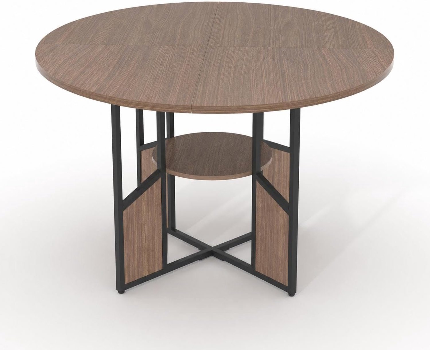 HOERFURIY Walnoot ronde tafel 150x75 cm met kruisvormige basis, voor eetkamer bruin