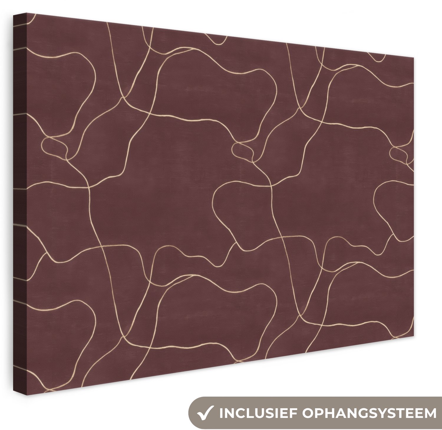 Canvas schilderij 30x20 cm - Exclusieve wanddecoratie Abstract - Modern - Bruin - Muurdecoratie woonkamer - Slaapkamer decoratie - Kamer accessoires - Schilderijen op canvas