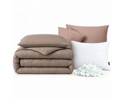 Dekbed-Discounter - EazySleep Dekbed Zonder Overtrek 240 x 200 cm - Inclusief kussen en 4 kussenslopen - Wasbaar op 40 graden - Warmteklasse 2 - Mocha Mousse