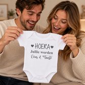 Baby romper met tekst zwangerschap aankondiging hoera jullie worden oom en tante | korte mouw | wit zwart | maat 50/56 cadeautje zwangerschaps aankondiging hoera jullie worden weer bekendmaking