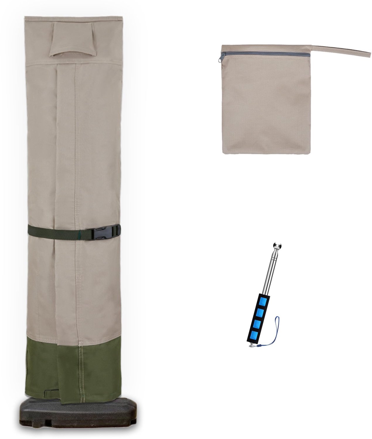 Famanu Vrijdragende parapluhoes voor buiten, UV-bestendig, 600D Oxford, geschikt voor parasols van 14 - 16 ft, biedt bescherming tegen weer en UV-stralen wit