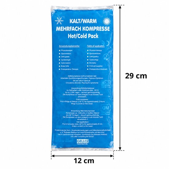 Hot-cold pack herbruikbaar- 12 x 29 cm – Warmte- & Koudkompres Gelpack – Voor Spieren & Gewrichten — afbeelding 2