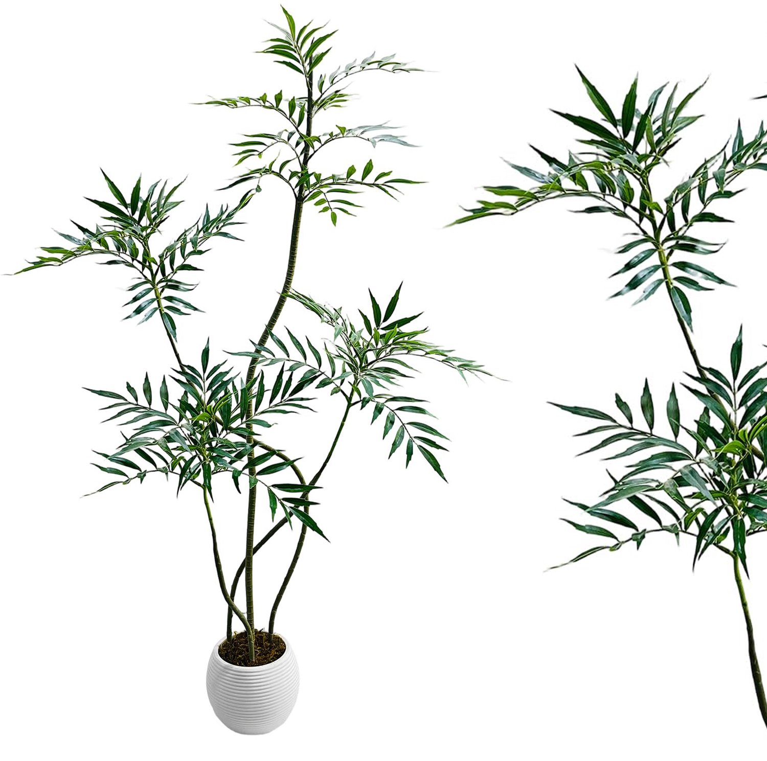 HOERFURIY Kunstplant Mahonia 180 cm - Meerstammige Kunstboom met S-Vorm - Volle Groene Nep Plant voor Woonkamer, Hal en Kantoor - Onderhoudsvrij
