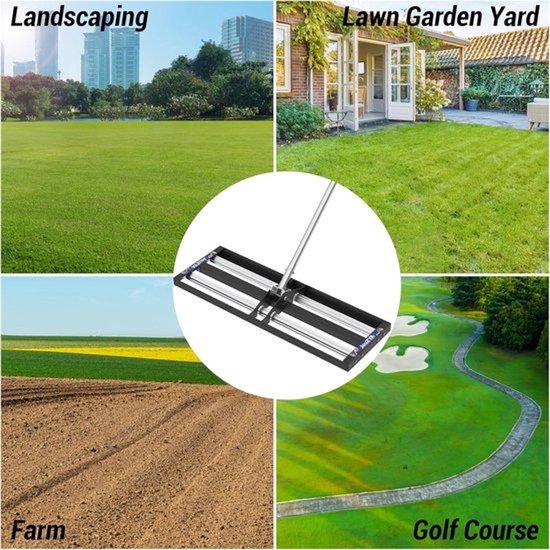 Hark voor gazon - Grashark - Hark voor de tuin - Hark om te nivelleren - Topdressing - Zand verspreiden - Tuinonderhoud - Gazon vlak maken - RVS - Ergonomisch — afbeelding 2