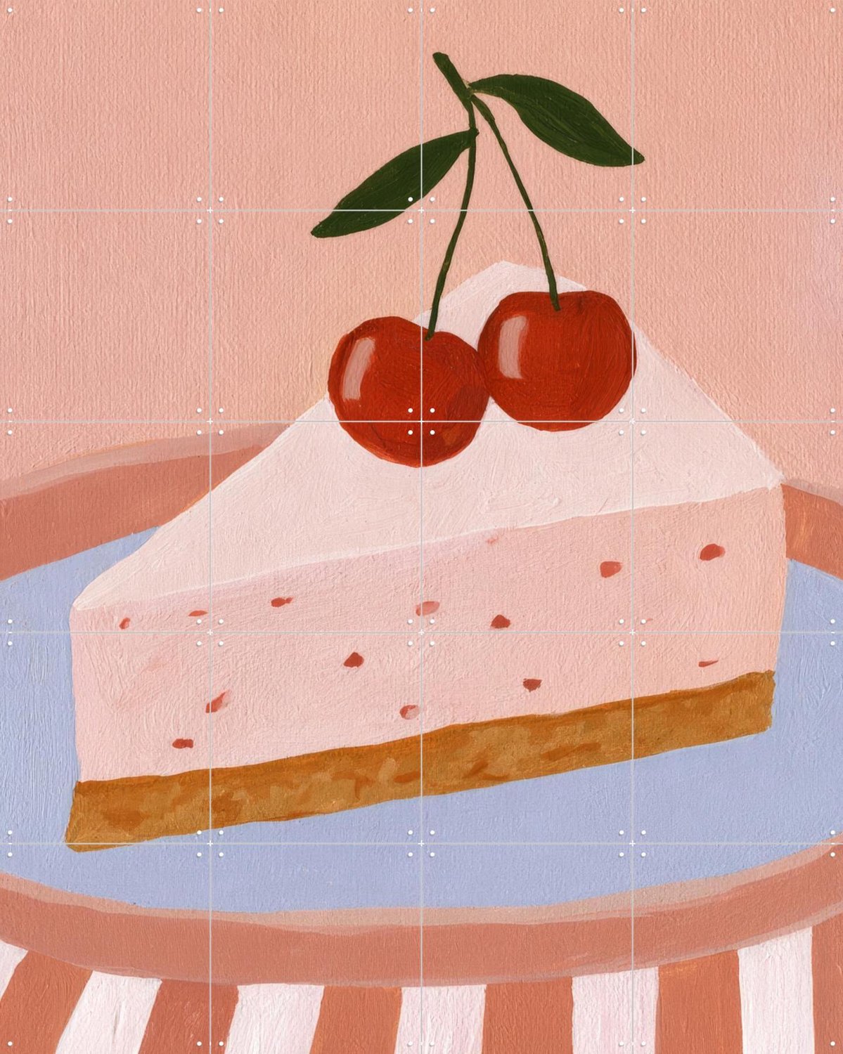 IXXI Cheesecake, Atelier Pommeline - 80 x 100 cm - Grote wanddecoratie en posters - Kleurrijk, Modern, Eetkamer, Keuken, Woonkamer, Voedsel, Eten & Roze / Rood