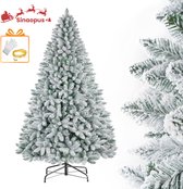 Sinaopus Kunstkerstboom 180 cm Besneeuwd – Volle Kerstboom met 991 Takpunten – Sneeuwlook – Metalen Standaard – Inclusief Lichtsnoer – Kunstboom voor Kerst - IJs-en sneeuwkasteel