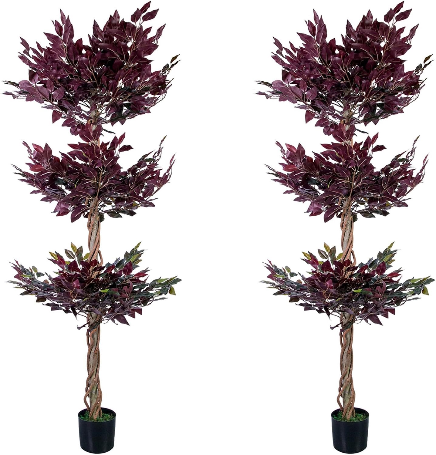 Triumpunpre Kunstficus 180 cm, Set van 2 Realistische Kunstplanten voor Binnen, Onderhoudsvrij Groen