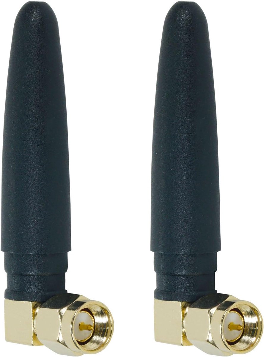 2-Pack WiFi-antenne 2.4G WiFi Antenne SMA Mannelijke Adapter 90° Ellebogen Connector 3DBi Omni-Directional voor Draadloze Router