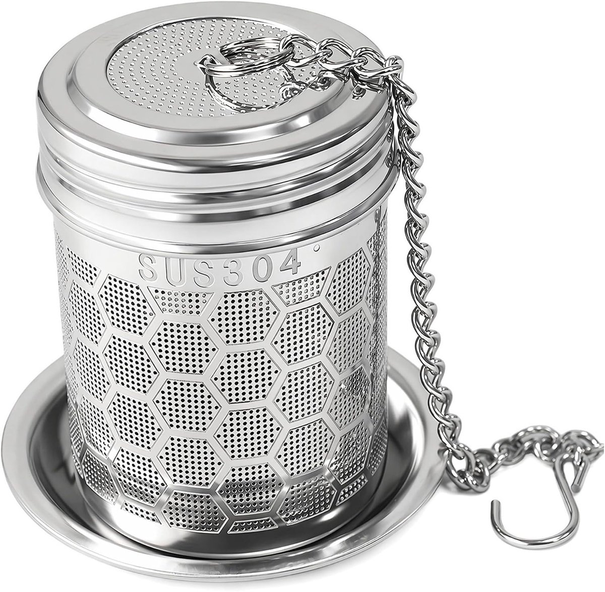 infuser met dienblad, 304 roestvrijstalen zeef, super fijne zeef 0,05 mm, universeel professioneel voor beker en theepot