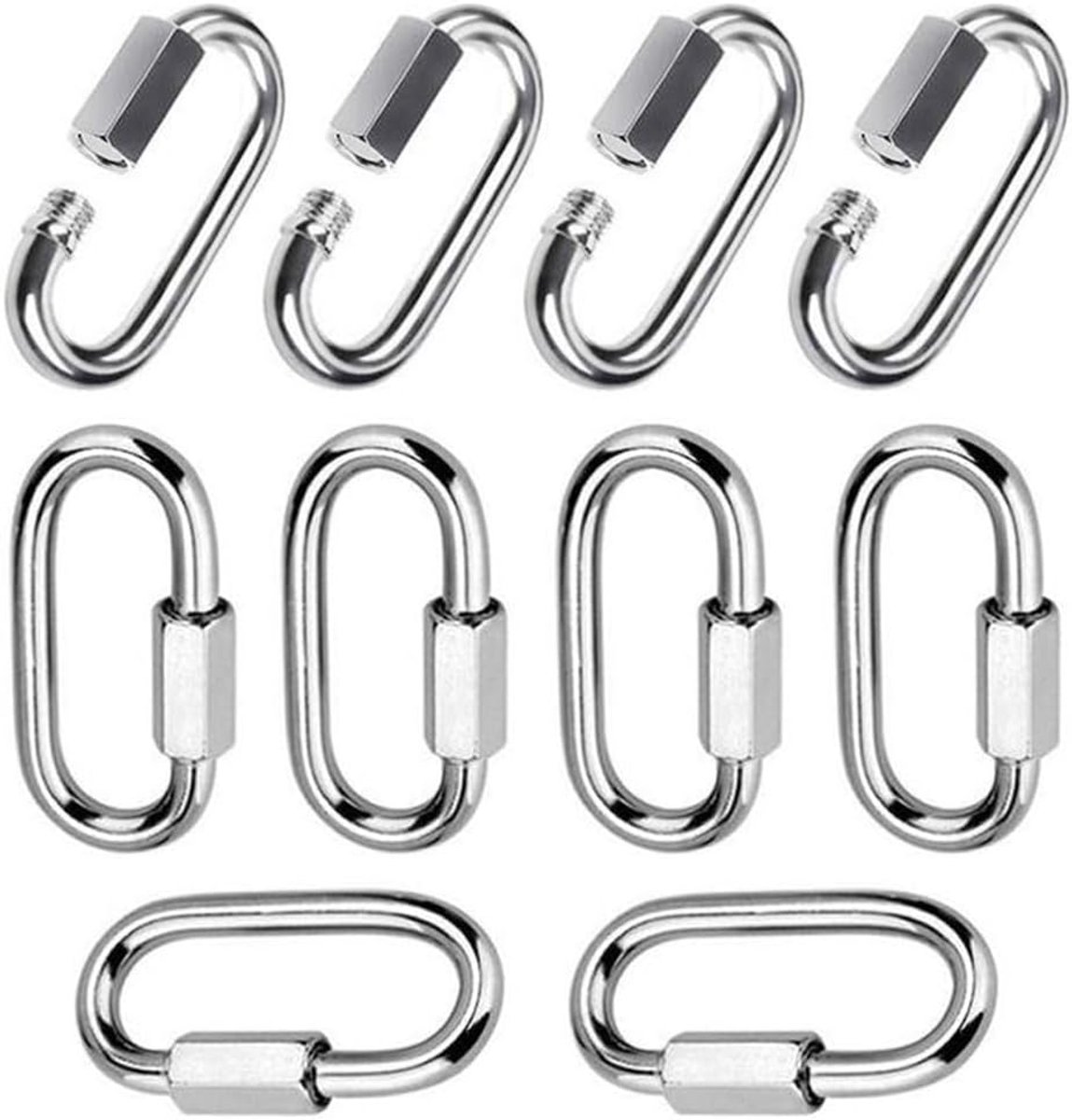 10 stuks karabijnhaak schroefsluiting M6 schroefkarabijnhaak roestvrij staal 304 schroefconnector kettingschakel karabijnhaak Rapid-Link schroefkarabijnhaak groot