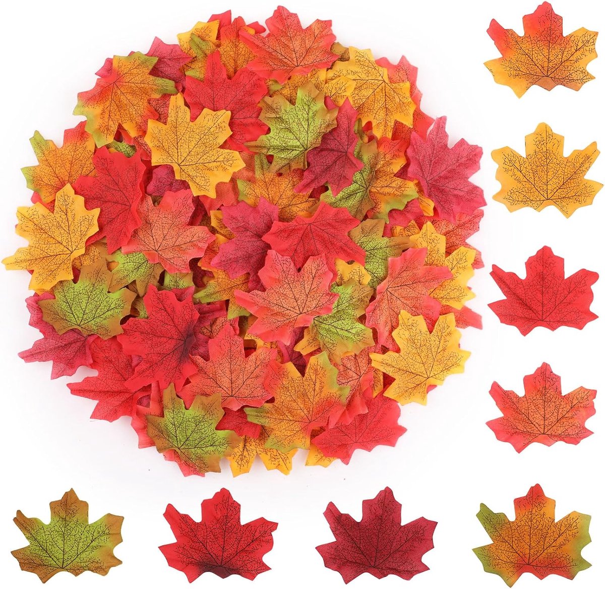 400 stuks herfstbladeren, kunstmatige herfst esdoornbladeren veelkleurig, herfst nep herfstbladeren tafel scatters voor herfst bruiloften en herfstfeesten decoraties Thanksgiving dag Halloween