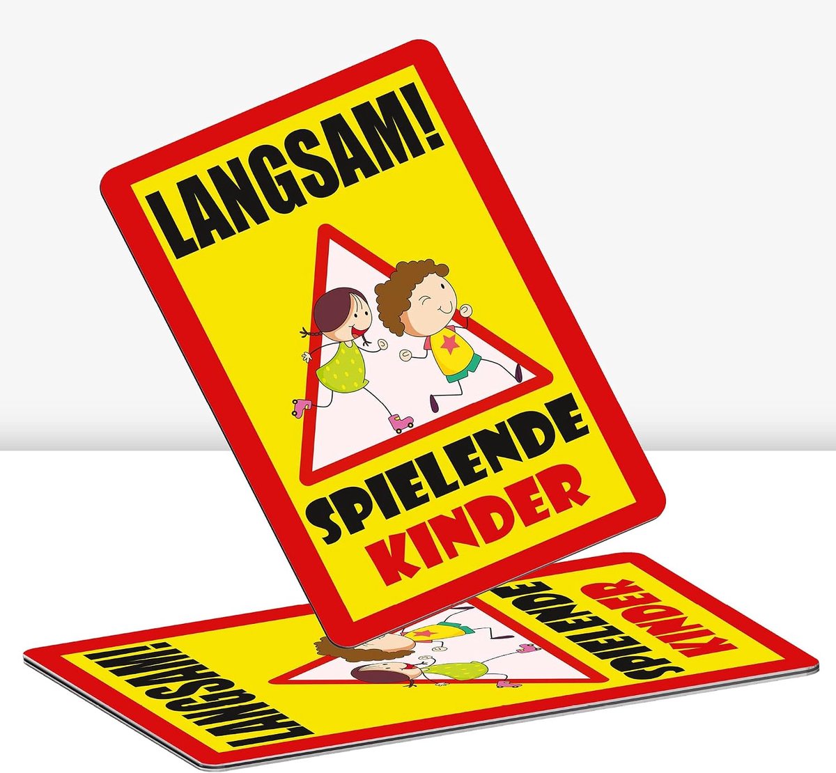 2 stuks XXL Langzaam! Spelende kinderen bord 30 x 40 cm aluminium 3mm Alu-Dibond stabiele aluminiumcomposietplaat met UV-bescherming van STROBO