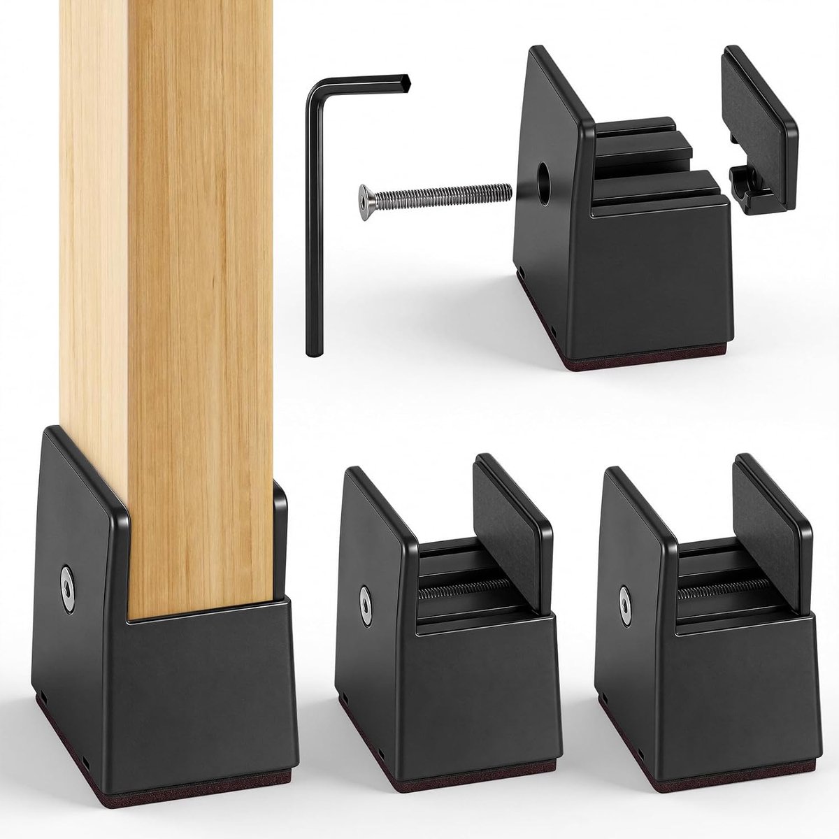 4 Stuks Bed Risers 5cm, Meubelverhogers 10-37mm Breedte Verstelbaar