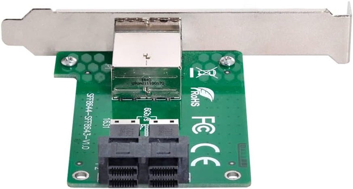 Havens Mini SAS HD sff-8644 aan Interne SAS HD sff-8643 PCBA Vrouwelijke Adapter met Lage Profielsteun