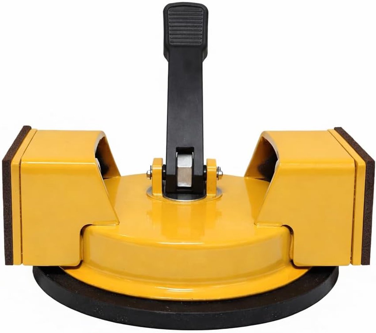 Zuigheffer, 60 kg draagkracht, professionele glaszuiger, vacuüm lifter met hendel, zuignap, glasheffer, tegellifter voor glas, tegels, marmer, metaal, tegellegger gereedschap (gele dubbele kop)