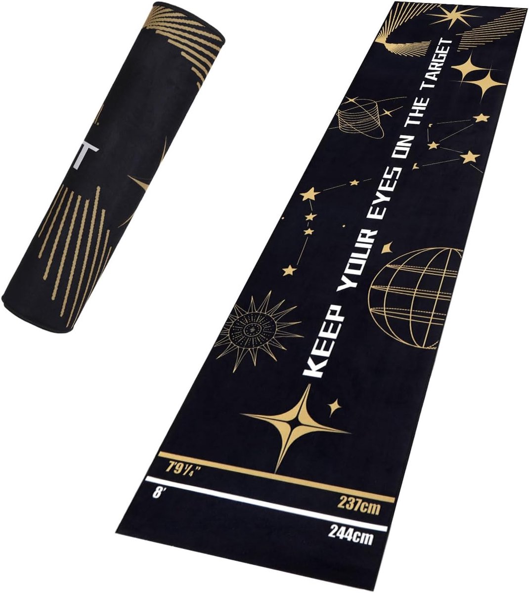 Dartsmat met Oche Line Systeem & Werplijnen – Premium Dartmat voor Steeldart & Soft Darts | 260x60 cm | met Werplijn | Ideaal als Cadeau [Mode]
