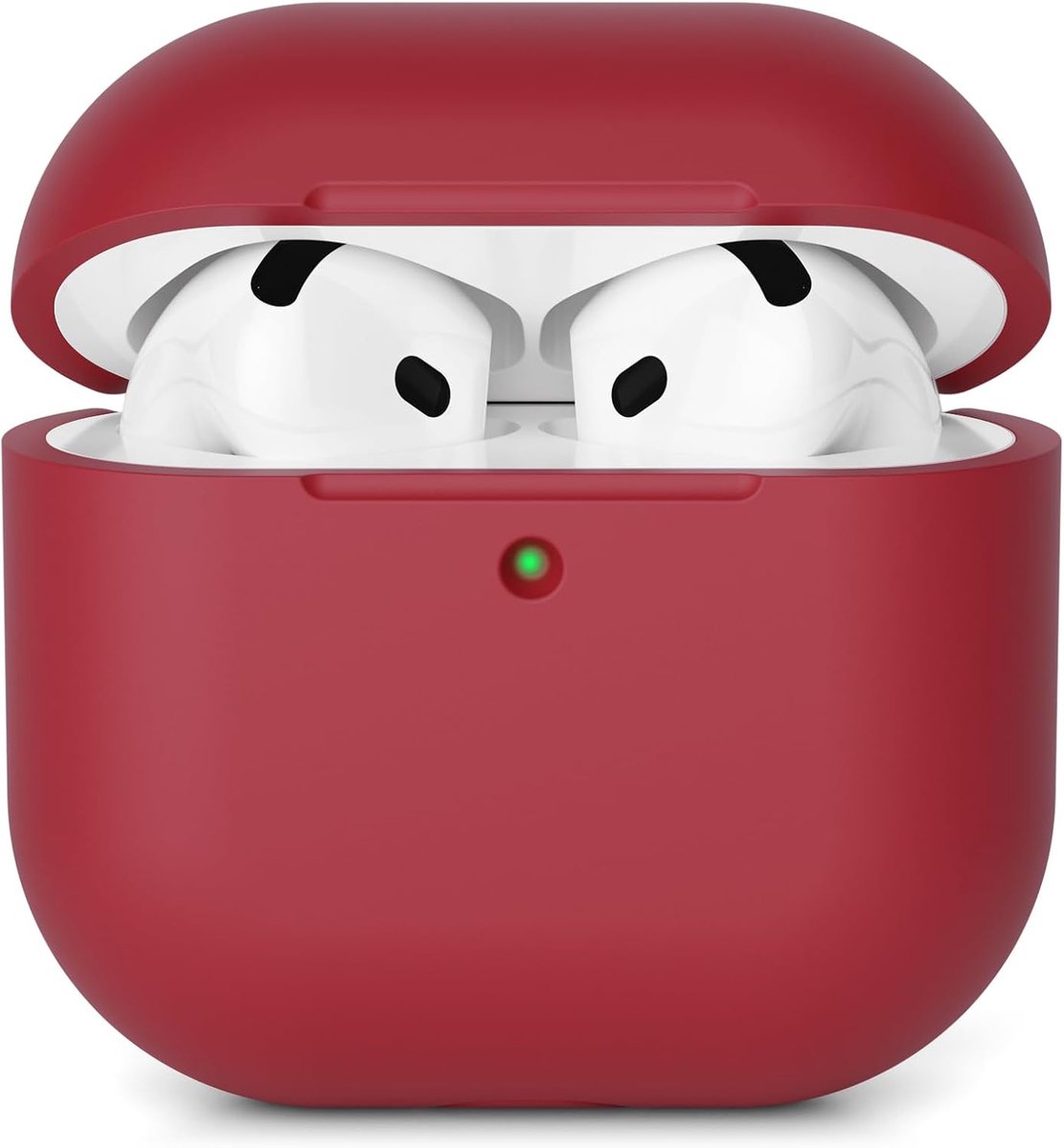 Compatibel met Airpods 4 (2024), schokbestendig, krasbestendig, van siliconen, voor AirPods 4e generatie, zichtbare led aan de voorkant, bordeauxrood