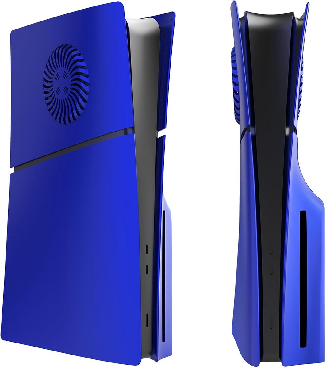 Afdekplaten Vervangend Faceplates voor PS5 Slim Console Disc Edition, Zijplaten met Koelopeningen Aangepaste Schelp ABS Behuizing Anti-kras Schokbestendig Accessoires, Blauw