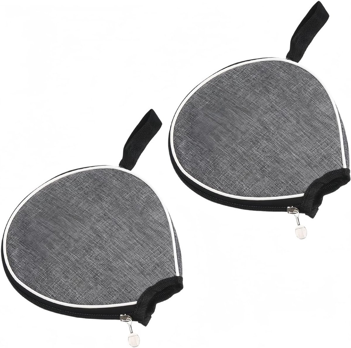 2 Pack Semi Hard Tafeltennis Racket Case Oxford Doek Paddle Cover Draagbare Opbergtas voor Ballen en Accessoires Grijs