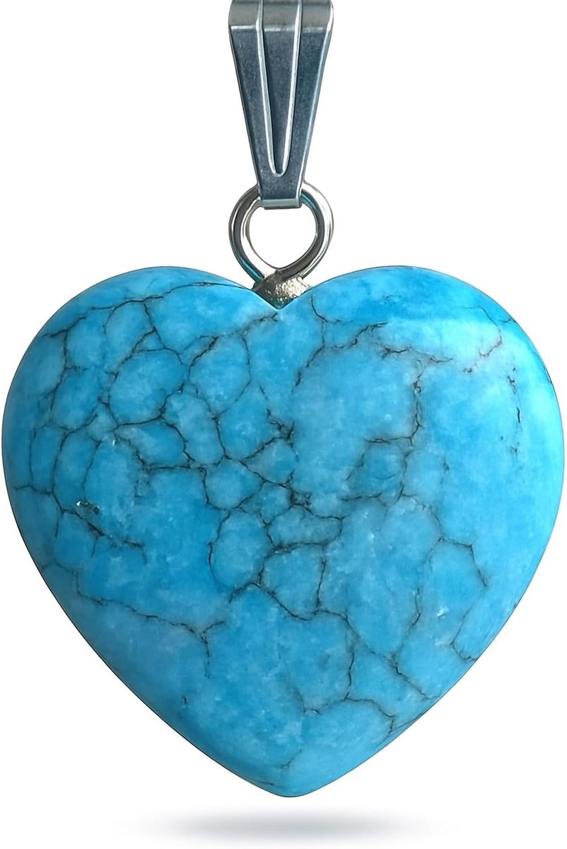 Harthanger van natuurlijk turkoois, elegant en rustgevend sieraad van halfedelsteen, energie-cadeau, 4 cm, Steen, Jade