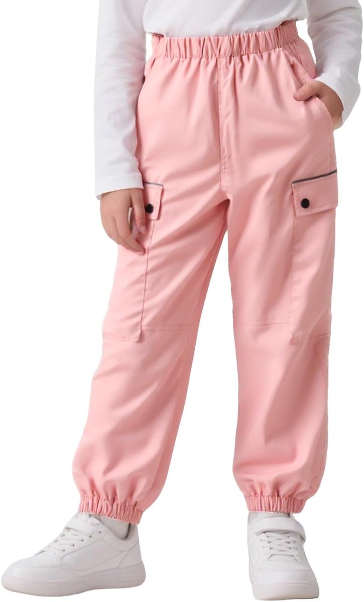Jongens Meisjes Waterdichte Winddichte Joggingbroek Ademend Mesh Voering Trekkingbroek met Elastische Tailleband en Zakken Sportbroek voor Kinderen 7-14 Jaar