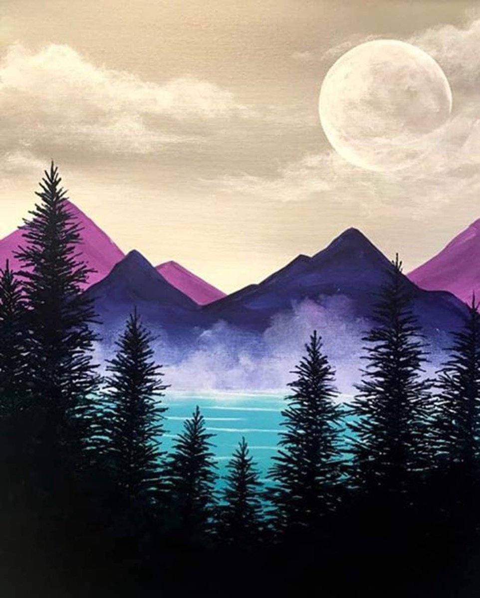 5D Diamond Painting DIY Full Drill Rhinestones, ABEUTY Mountain Tree River Moon Plant, verf met diamanten Crystal Diamond Art Kits (rivier)