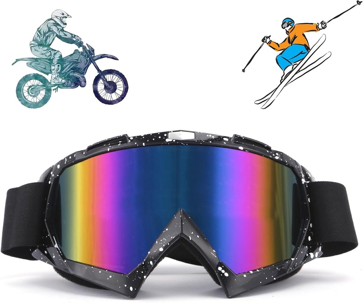 Bromfietsbril en MTB-bril voor fullface helm, anti-condens, UV-bescherming, met schuimvulling, geschikt voor dames en heren, outdoorsporten