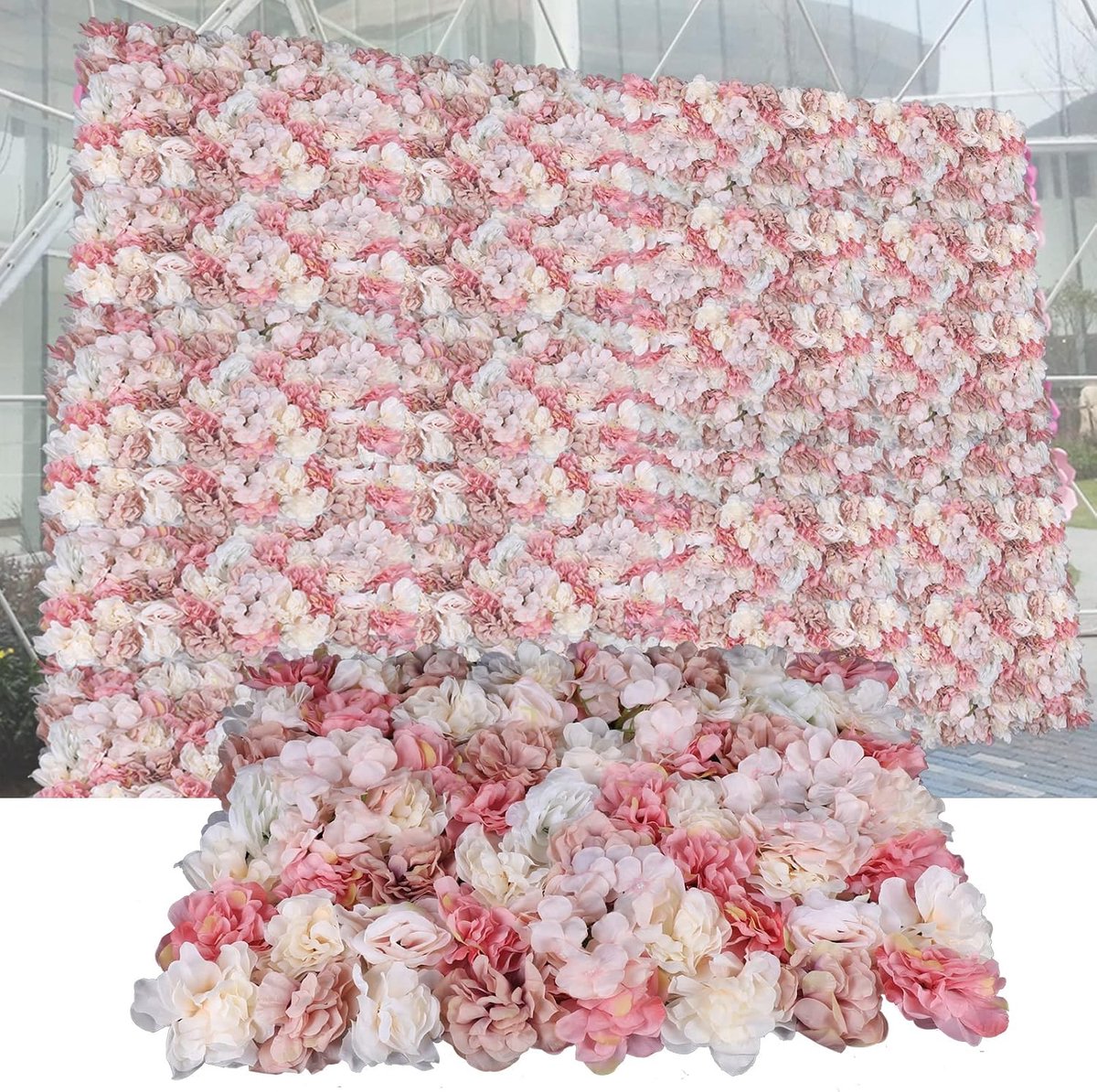 Kunstbloemen Decoratie Muur Diy Bruiloft Straat Achtergrond Bloemen Zuil Kunstbloem Muur Decor Decoratie Bloemenwandpaneel Kunstrozen Bloem Muurachtergrond 6 Stuks