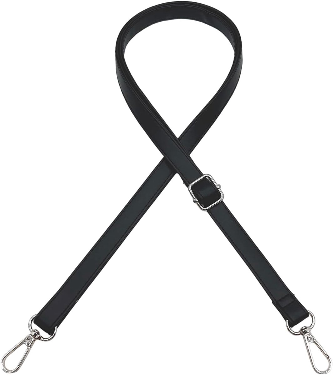 Schouderriem voor tassen en handtassen, verstelbare leren riem 65-130 cm, reserveriem met zilveren gesp, breedte 1,5 cm, zwart