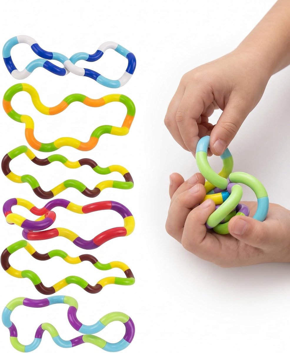 Tangle Twister Sensorisch speelgoed voor kinderen en volwassenen, voor dagelijks gebruik thuis, kantoor en school, 6 stuks