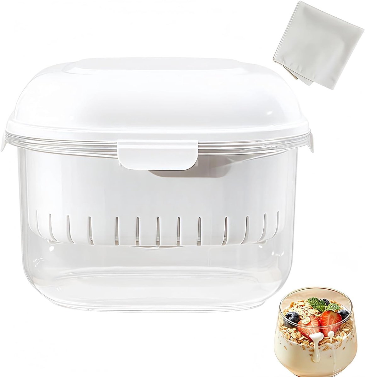 Yoghurtzeef met deksel, wasbare weischeider, herbruikbaar, ideaal voor zelfgemaakte dikke Griekse yoghurt en sojamelk