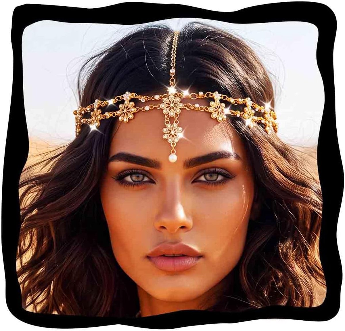 Gelaagde hoofdketting gouden bloem hoofddeksel vintage festival haaraccessoires parel hanger bruids bruiloft haarketting sieraden voor vrouwen en meisjes
