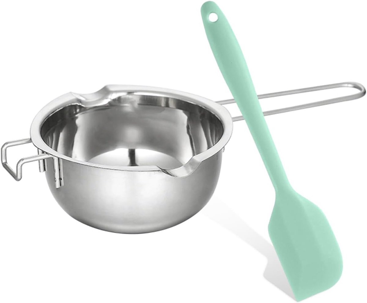 Smeltschaal 400 ml + 1 stuk kleine plastic spatel - smeltpan van roestvrij staal 304 voor chocolade, chocolade smeltpan, suiker, boter, kaas