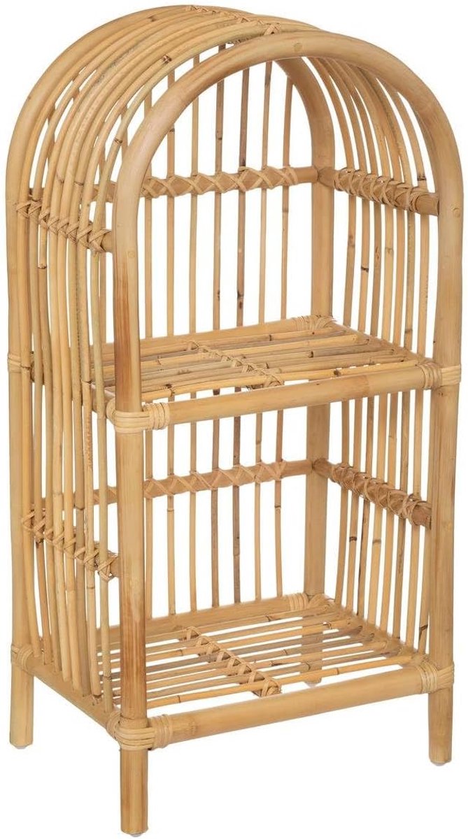 Boekenkast van rotan, beige