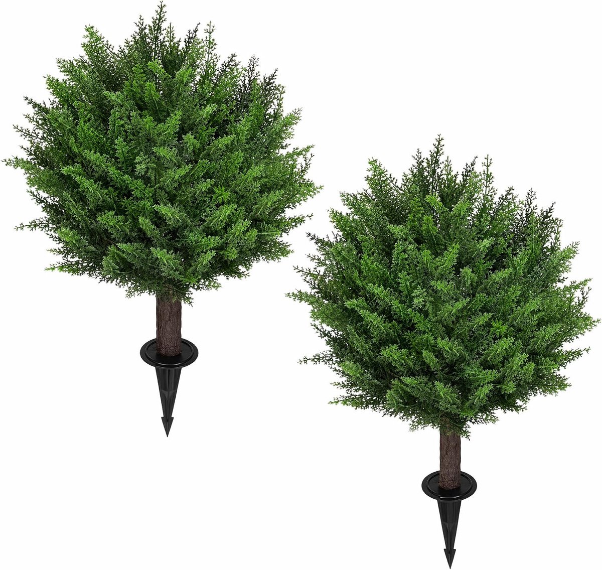Kunstceder, set van 2, 65 cm, PE-kunstplant met grondpen