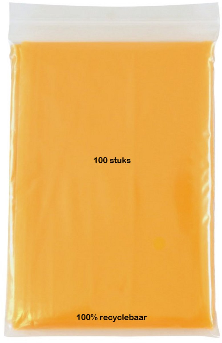 Eizook ponchos 100 stuks licht transprant geel - eenmalig gebruik - per stuk in zakje 100% recyclebaar