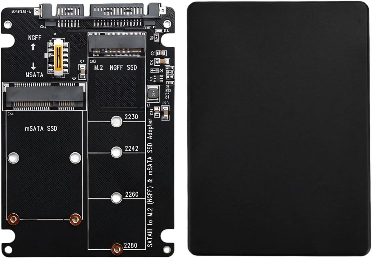 M.2 NGFF B-Key SSD behuizing, compatibel met MSATA/M.2 NGFF, voor B/B&M stick, SATA Combo behuizing, zwart, metaal, SATA III, 4 TB, niet geschikt voor NVME/PCIE SSD (M Key)