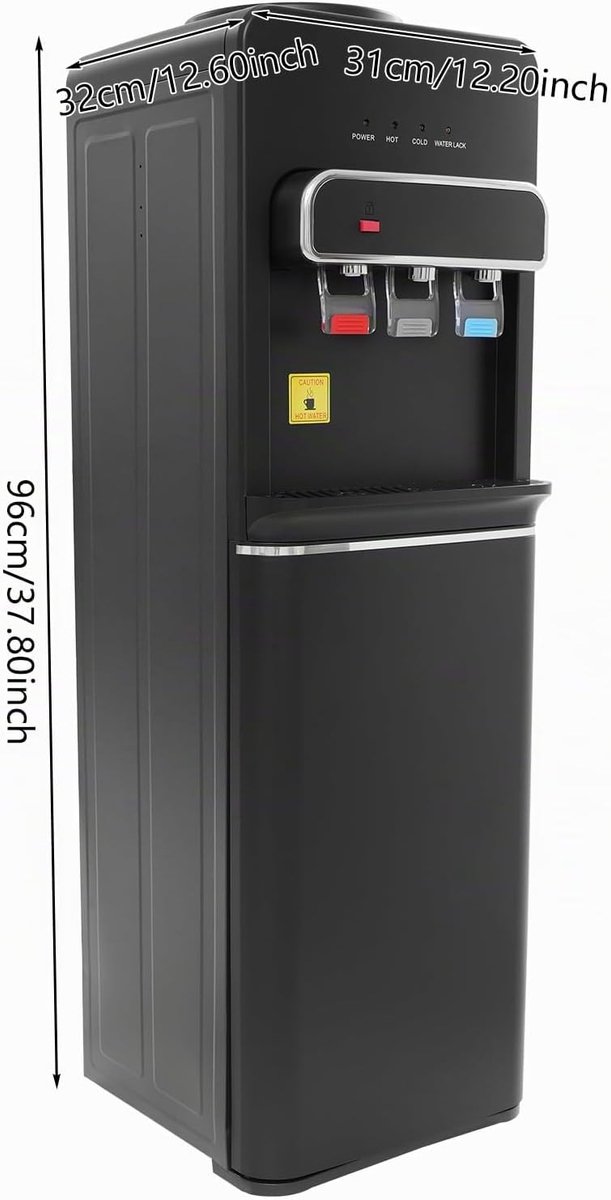 Waterdispenser met vloerbelading, 550 W, koud en warm, dubbele functie, elektrische warmwaterdispenser, 85 ~ 95 °C, voor thuis, kantoor, slaapkamer, woonkamer (zwart) — afbeelding 4