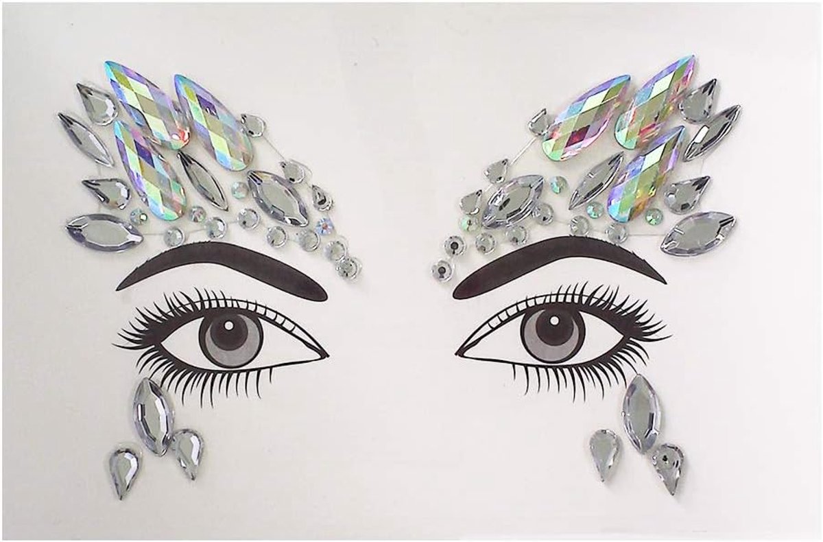 Gezichtsjuwelen edelsteenstickers, glitter make-up voor feestjes, festivals, shows