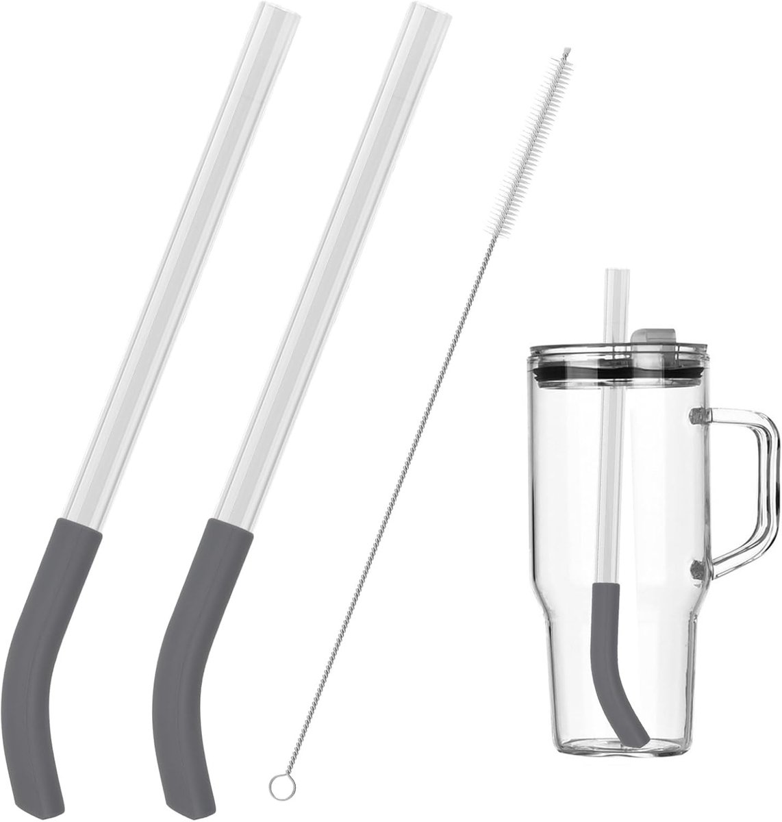Blender Rietje voor Ninja Boss Tumbler Blend, Herbruikbare Glazen Rietjes met Reinigingsborstel voor Ninja BlendBOSS Persoonlijke Smoothie Beker, Compatibel met