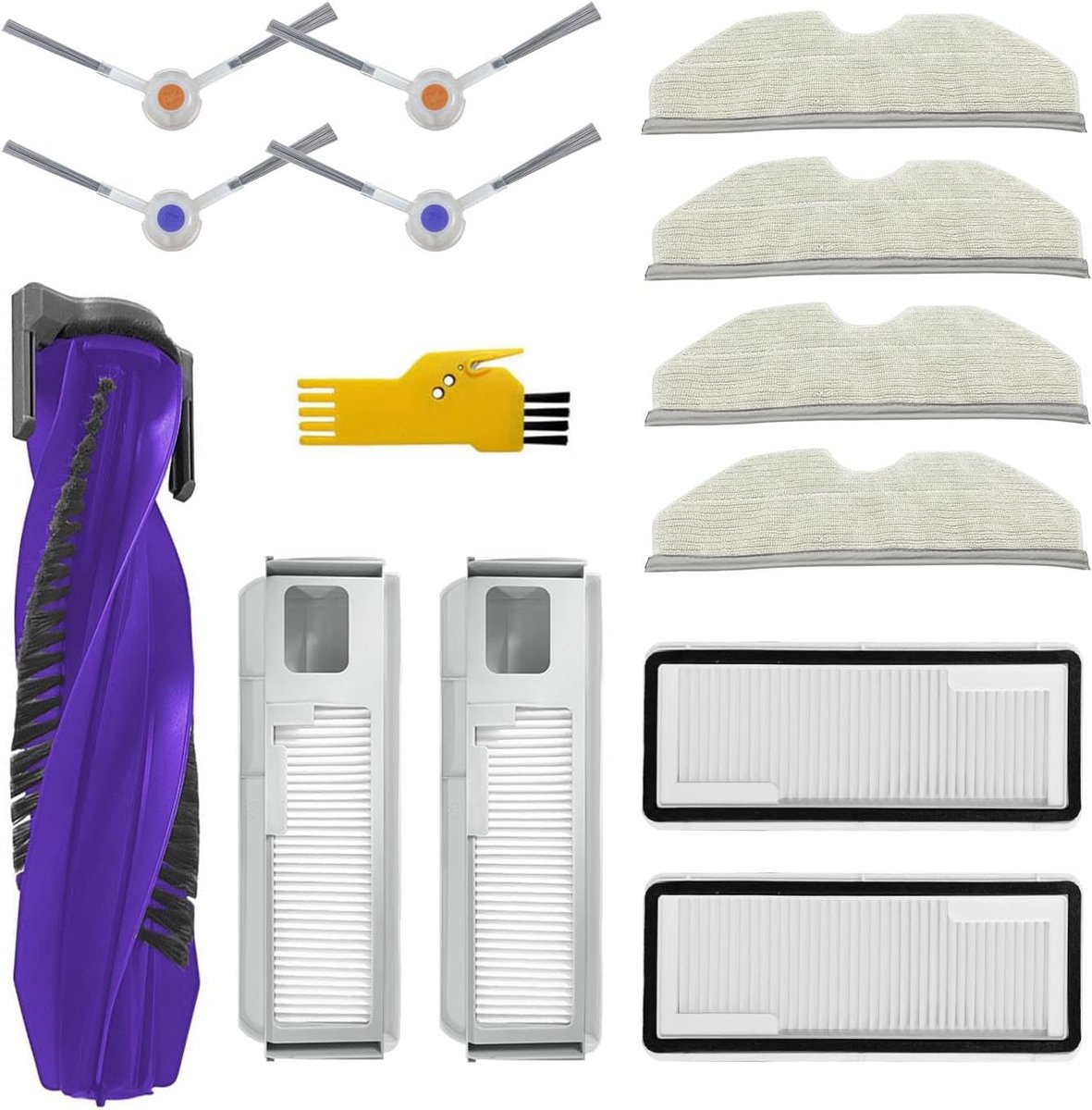 Accessoires voor NARWAL Freo X Plus robotstofzuiger, reserveonderdelen, 13 verpakkingen, 1 hoofdborstel, 2 filters, 4 zijborstels, 4 dweildoeken, 2 stofzakken