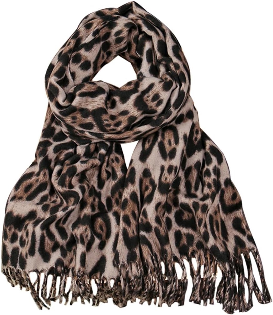 Wintersjaal met luipaardpatroon voor dames, halsdoek en sjaal