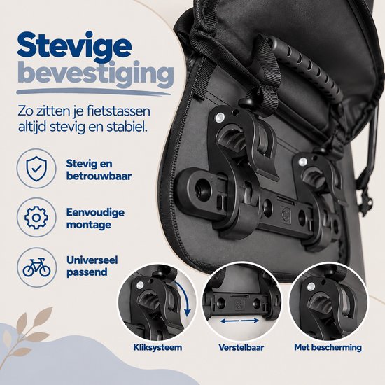 Morelia® Fietstas 100% Waterdicht ( 28 Liter Zwart) - Incl Laptoptas & Achterlicht - Fietstassen - Fietstassen Electrische Fietsen - Fietstassen Enkel - Tarpaulin materiaal — afbeelding 3