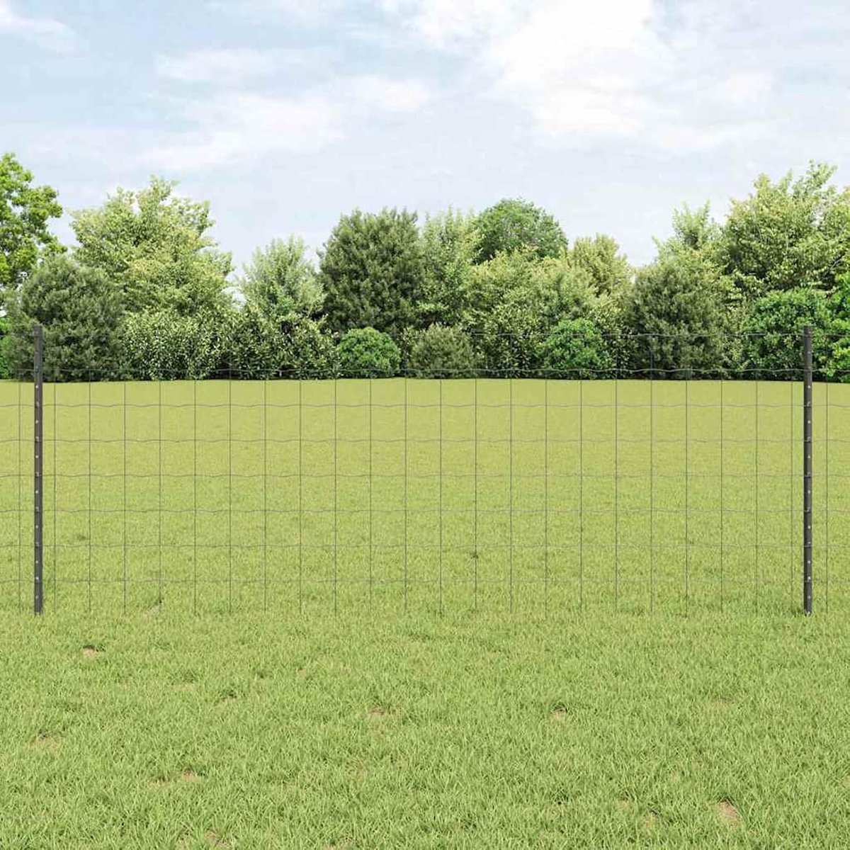 Tuinhekset, set van 2 grijs gepoedercoat staal, duurzaam, metalen palen voor draadhekken, tuinhek, kippenhok, wilgenhek, buiten, 3336088