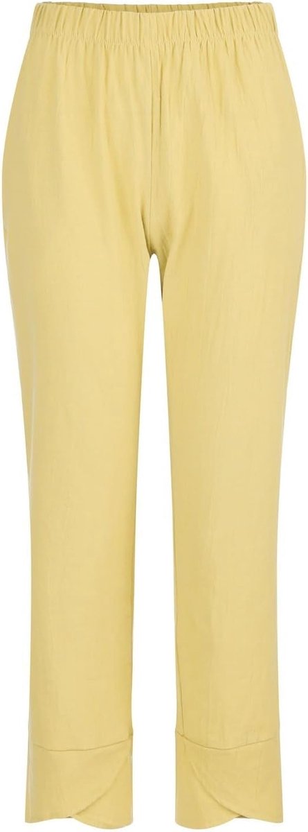 Broek voor dames, zomer, licht, casual, hoge taille, vloeiend, elastisch, breed, met zakken, chic, elegant, los, katoen, strand, ademend, Palazzo A18