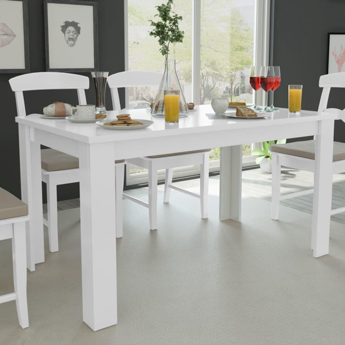Eettafel Familie Eettafel voor Woonkamer 140x80x75 cm Wit