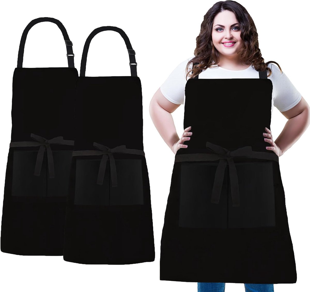 2 stuks oversized verstelbare dikke canvas kookschort lange stropdassen met 2 zakken extra breed koksschort keuken koken bakken voor vrouwen mannen