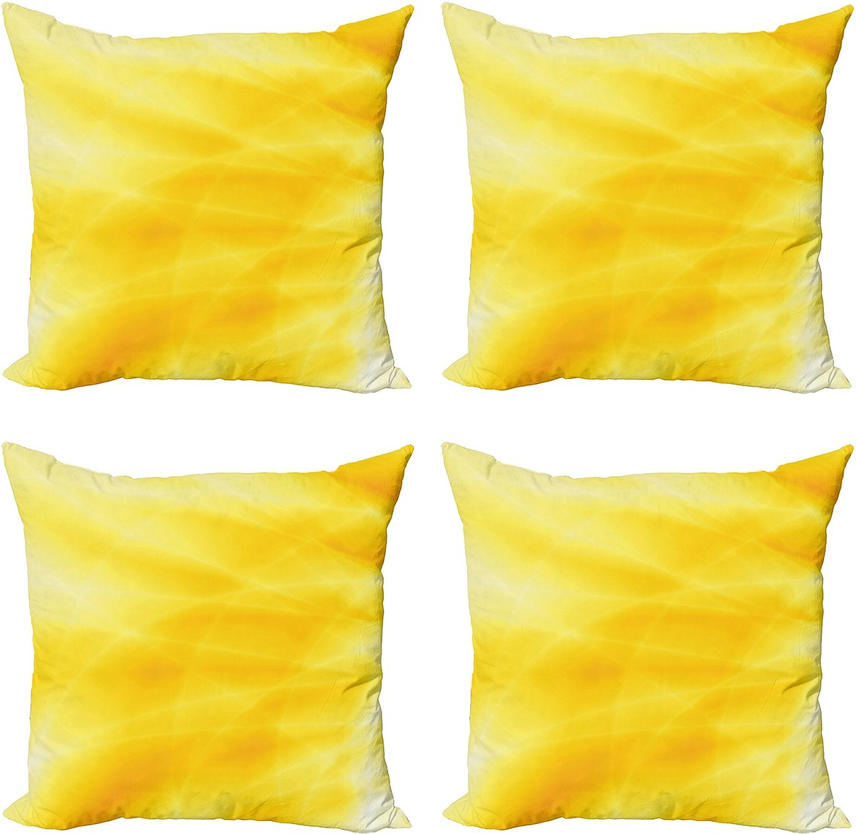 ABAKUHAUS Geel Sierkussen Kussenhoes 4er Set, Abstract Zomer Sonne, Modern Accent Dubbelzijdige Digitale Print, 45 x 45 cm, Geel