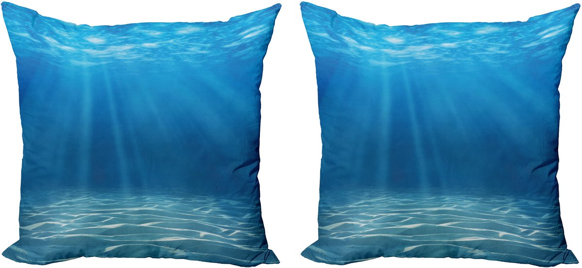 ABAKUHAUS Oceaan Sierkussenhoes Set van 2, Unterwasser-Wildnis, Modern Accent Dubbelzijdige Digitale Print, 40x40, Turquoise Blauw